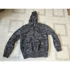 Men's North Face Large Marled Grey/Oatmeal Sweater Fleece Hood Zip-Up Jacket